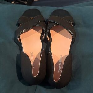 Taryn Rose Size 8 1/2M Kaida Demi Wedge Black Open Toe Sandals/Flats-D’Orsay